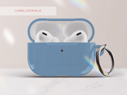 Solid Blue AirPod Case Cover Personalized Color Protective Tech Accessory Gift for Him Custom Present for Guy Minimal Aesthetic Gadget Lover