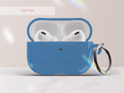 Solid Blue AirPod Case Cover Personalized Color Protective Tech Accessory Gift for Him Custom Present for Guy Minimal Aesthetic Gadget Lover