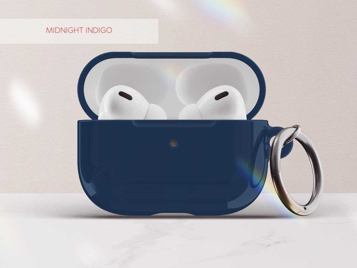 Solid Blue AirPod Case Cover Personalized Color Protective Tech Accessory Gift for Him Custom Present for Guy Minimal Aesthetic Gadget Lover