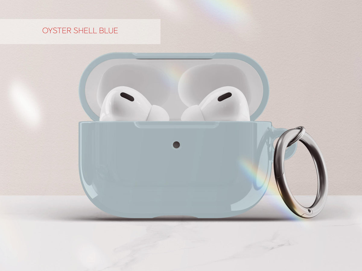 Solid Blue AirPod Case Cover Personalized Color Protective Tech Accessory Gift for Him Custom Present for Guy Minimal Aesthetic Gadget Lover