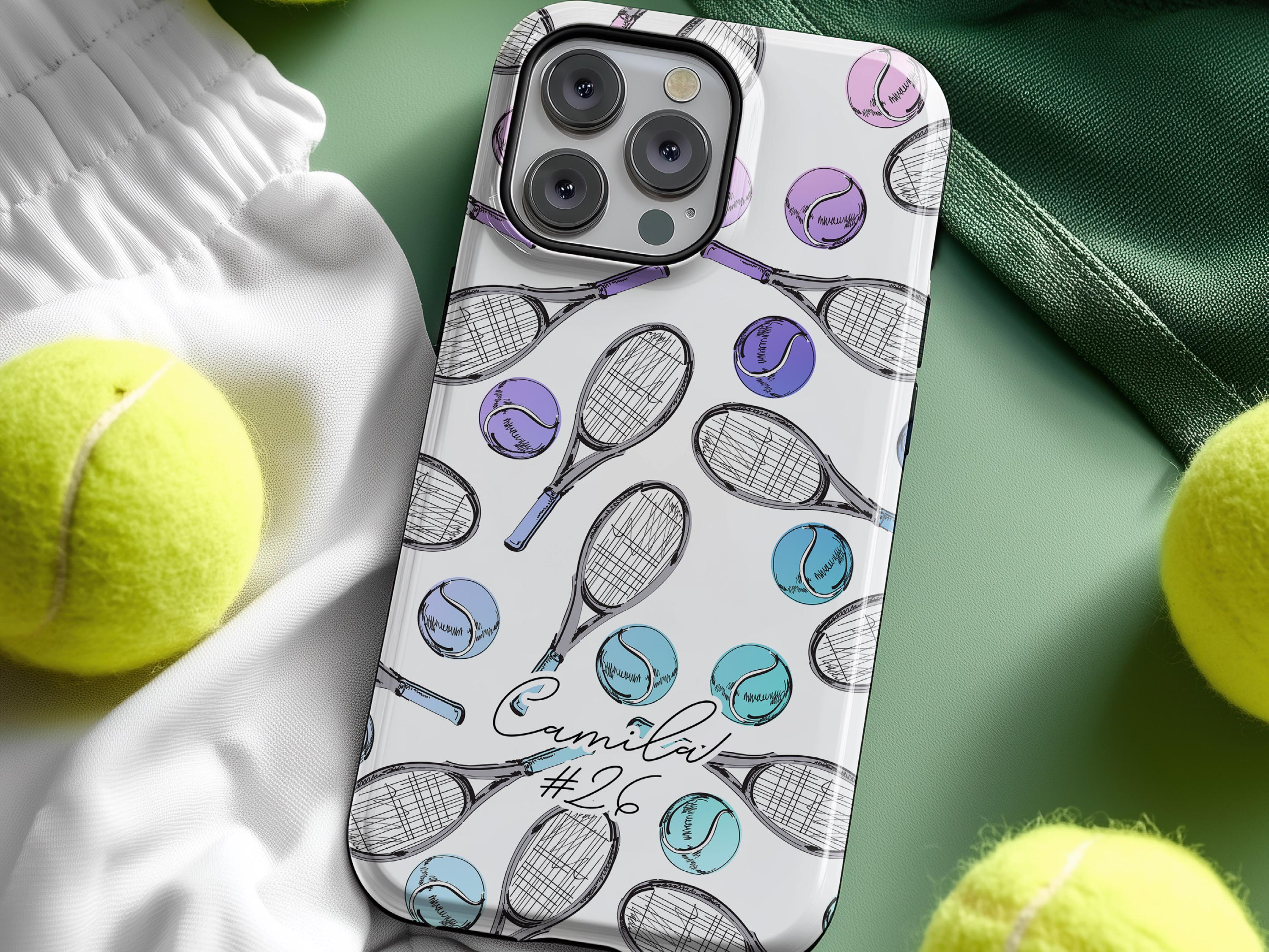Preppy Tennis Phone Case Personalized Custom Name Sport Court Style Protective Cover Country Club Gift Present Trendy Athletic Accessory