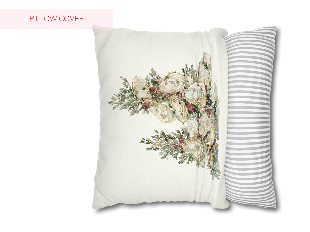 Watercolor Oyster Christmas Tree Pillow and/or Cover - Charles Alex