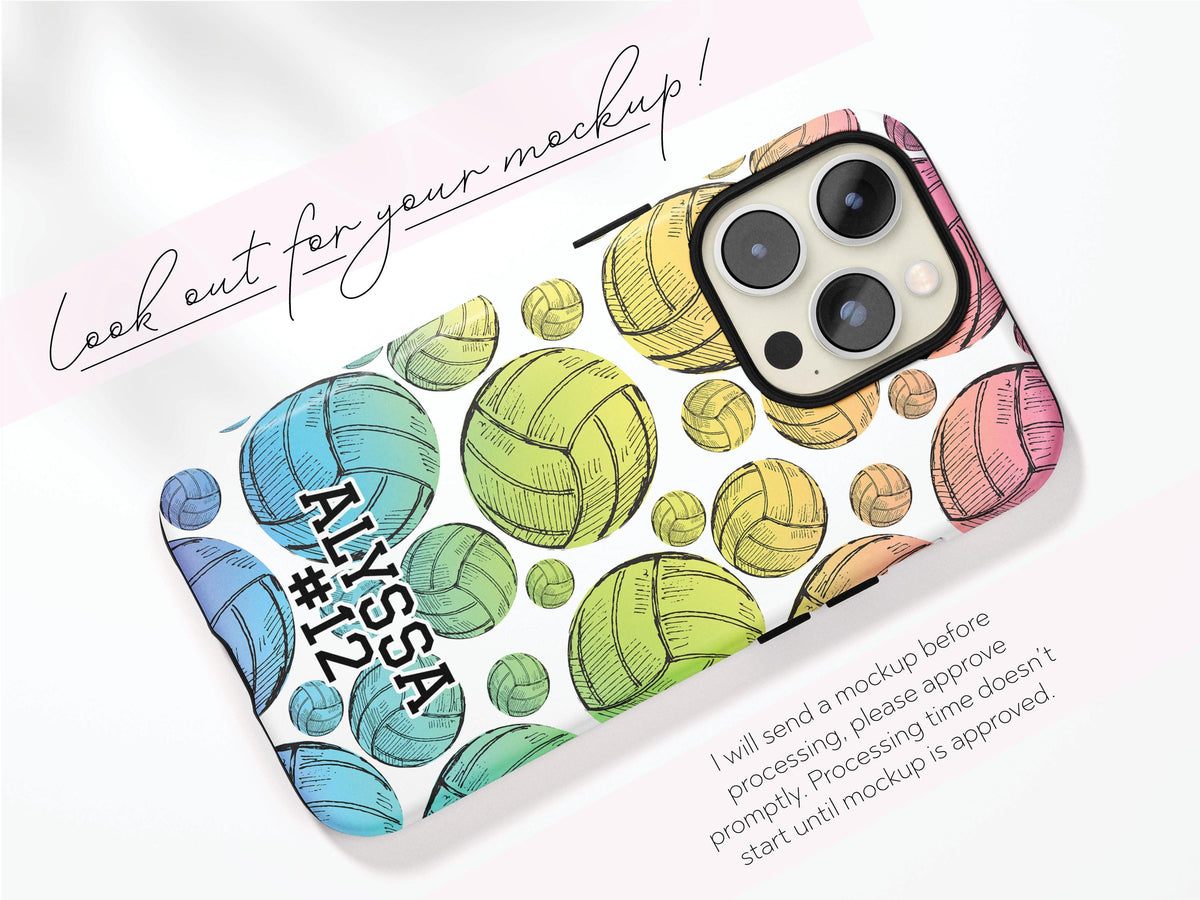 Personalized Volleyball Phone Case Custom Volleyball Phone Case Initials Volleyball Gift for Teen Volleyball Team Spirit Birthday Gift Idea