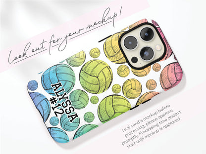 Personalized Volleyball Phone Case Custom Volleyball Phone Case Initials Volleyball Gift for Teen Volleyball Team Spirit Birthday Gift Idea