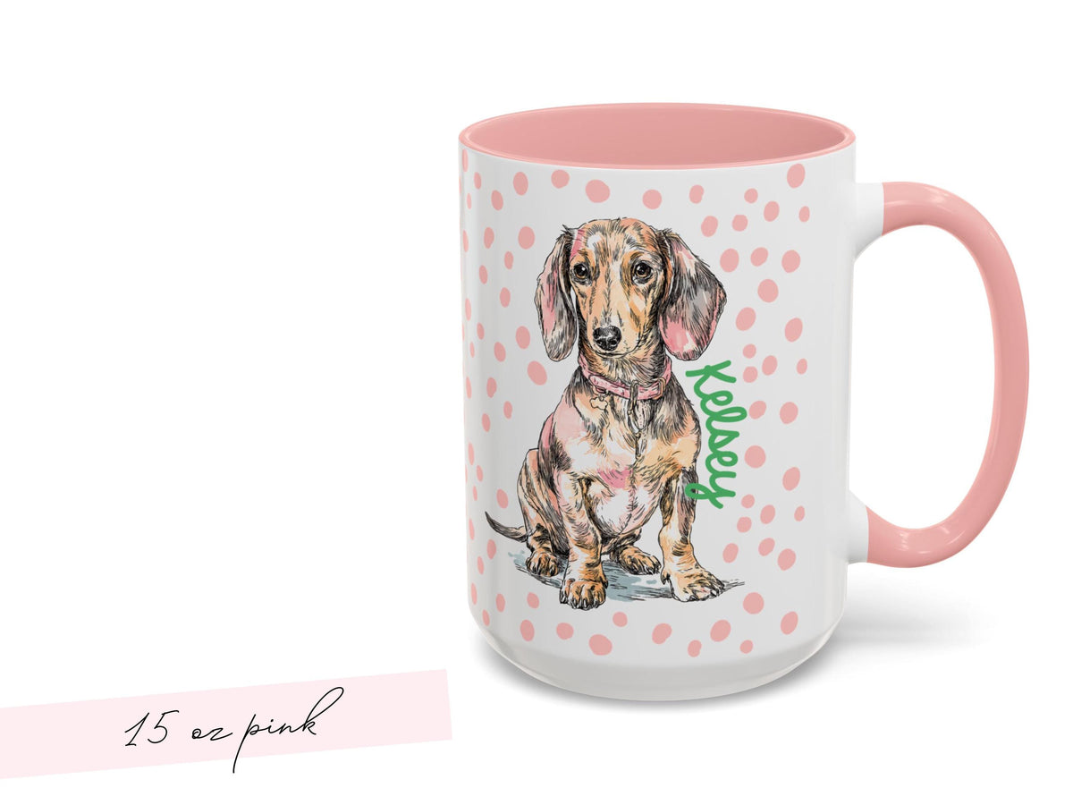 Dachshund Mug Personalized Pet Name Custom Dog Lover Gift Cute Puppy Coffee Cup Dog Mom Present Pet Parent Keepsake Custom Dog Illustration