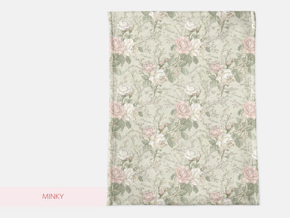 Personalized Cottagecore Floral Swaddle Blanket Vintage Floral Toile Baby Blanket With Name  French Country Garden Gift For Baby Shower