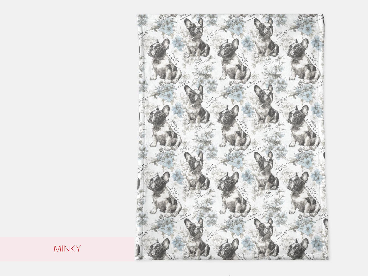 French Bulldog Floral Toile Swaddle or Minky Blanket - Charles Alex