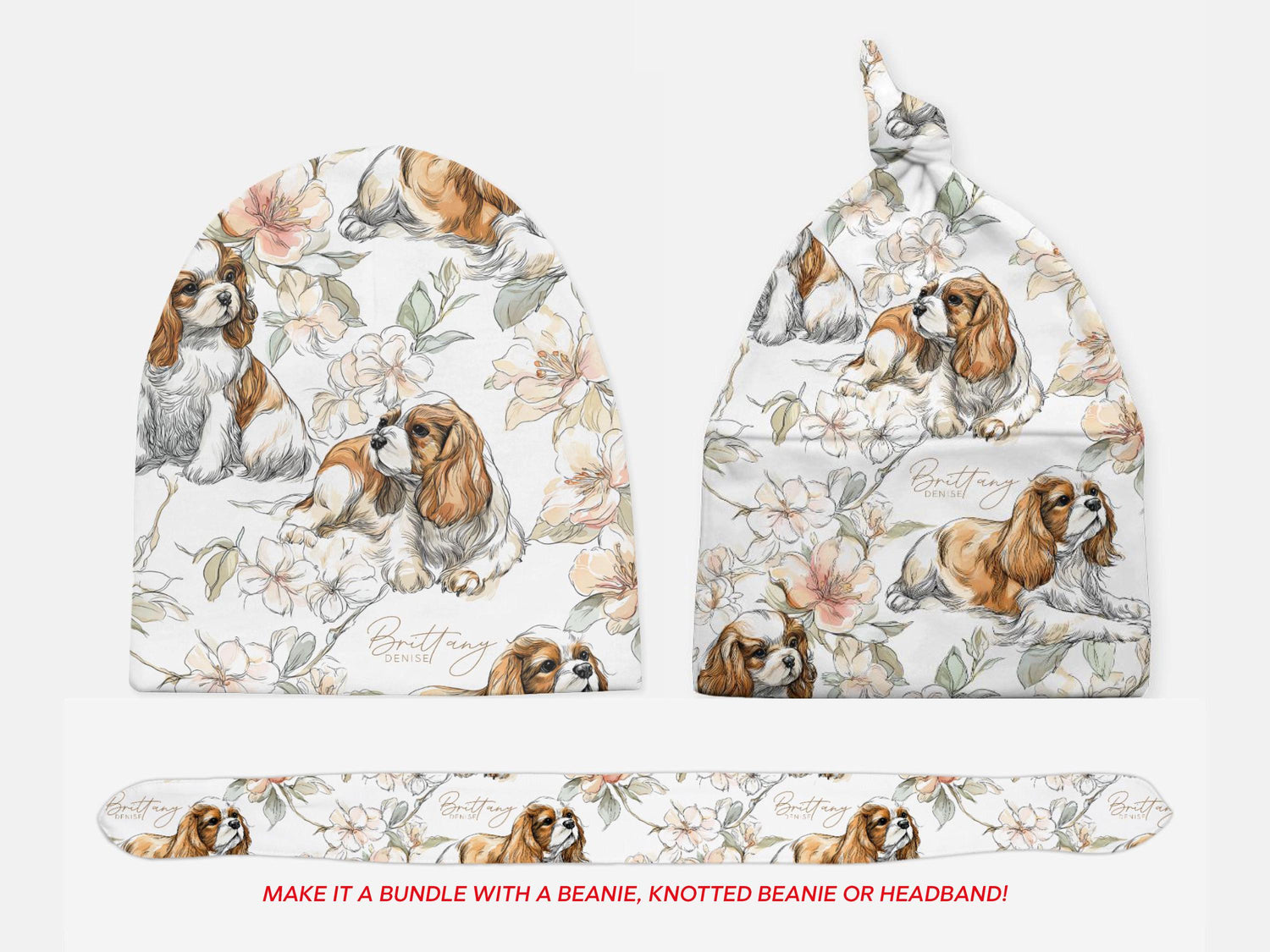 Cavalier King Charles Spaniel Floral Swaddle or Minky Blanket