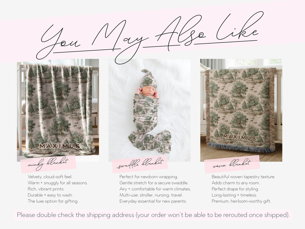 Personalized Duck Swaddle Blanket Mallard Print Custom Name Baby Boy Gift Woodland Nursery Decor Present Southern Mom Newborn Coming Home - Charles Alex