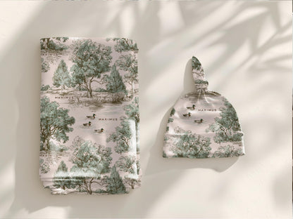 Personalized Duck Swaddle Blanket Mallard Print Custom Name Baby Boy Gift Woodland Nursery Decor Present Southern Mom Newborn Coming Home - Charles Alex