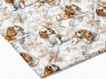Cavalier King Charles Spaniel Floral Swaddle or Minky Blanket