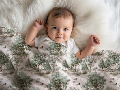 Personalized Duck Swaddle Blanket Mallard Print Custom Name Baby Boy Gift Woodland Nursery Decor Present Southern Mom Newborn Coming Home - Charles Alex