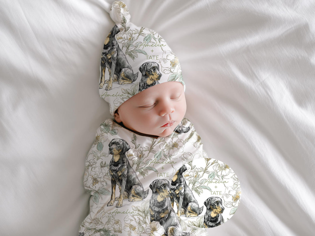 Labrador Retriever - Floral Swaddle or Minky Blanket
