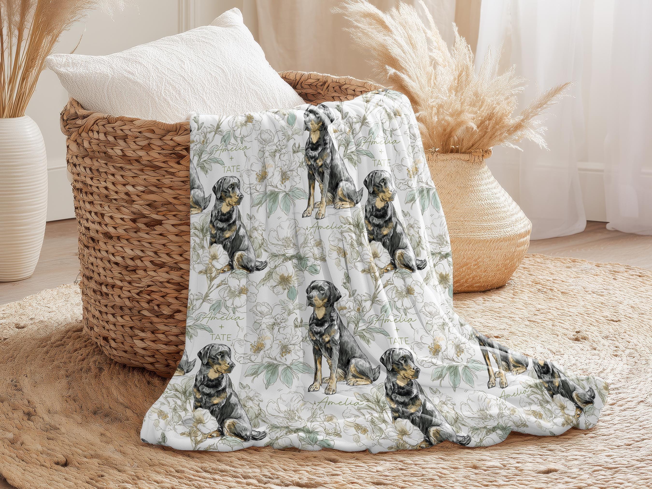 Labrador Retriever - Floral Swaddle or Minky Blanket