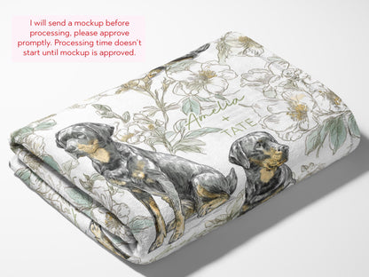 Labrador Retriever - Floral Swaddle or Minky Blanket