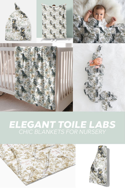 Labrador Retriever - Floral Swaddle or Minky Blanket