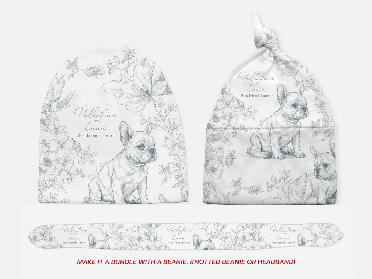 Personalized Toile French Bulldog Dog Swaddle Blanket Custom Baby Name and Pet Name Minky Nursery Gift Baby Shower New Best Friends Throw - Charles Alex