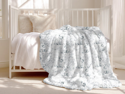 Personalized Toile French Bulldog Dog Swaddle Blanket Custom Baby Name and Pet Name Minky Nursery Gift Baby Shower New Best Friends Throw - Charles Alex