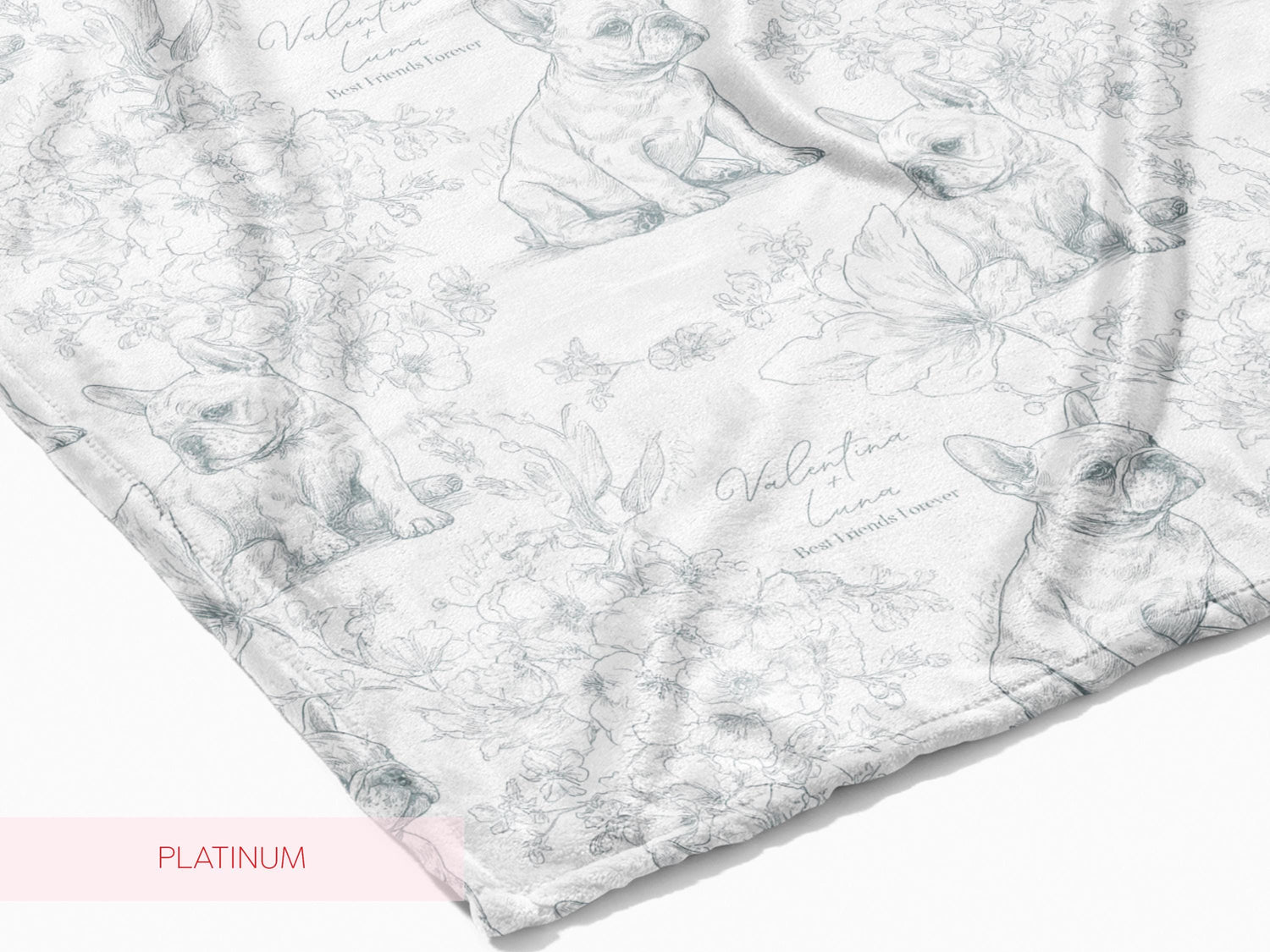 Personalized Toile French Bulldog Dog Swaddle Blanket Custom Baby Name and Pet Name Minky Nursery Gift Baby Shower New Best Friends Throw - Charles Alex