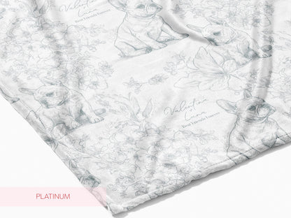 Personalized Toile French Bulldog Dog Swaddle Blanket Custom Baby Name and Pet Name Minky Nursery Gift Baby Shower New Best Friends Throw - Charles Alex