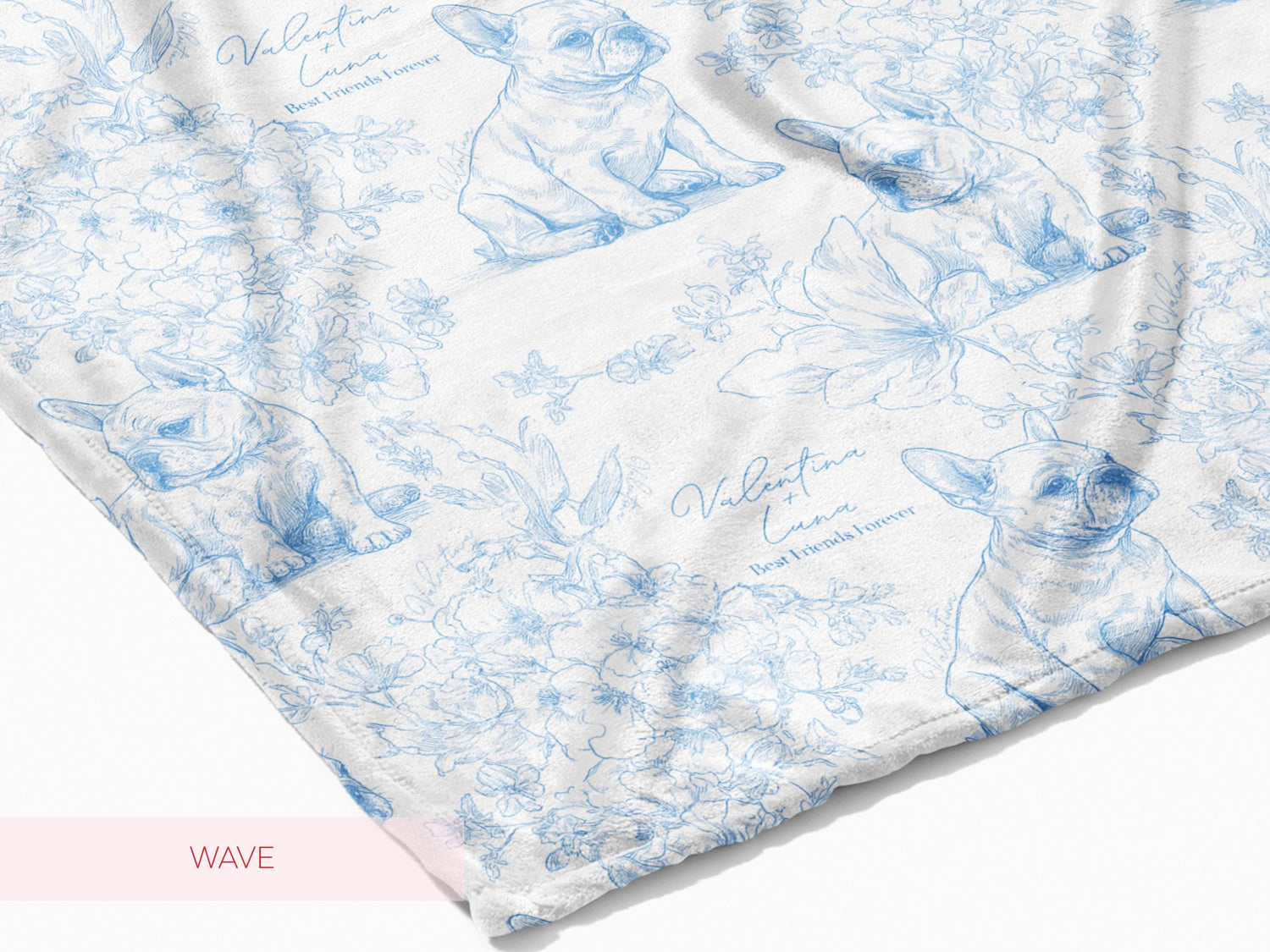 Personalized Toile French Bulldog Dog Swaddle Blanket Custom Baby Name and Pet Name Minky Nursery Gift Baby Shower New Best Friends Throw - Charles Alex