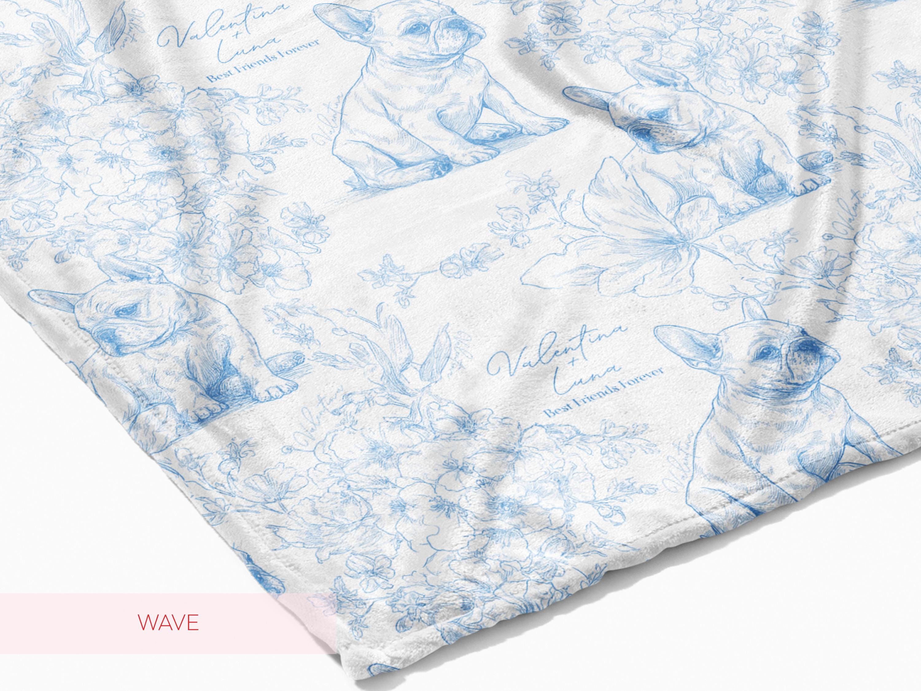 Personalized Toile French Bulldog Dog Swaddle Blanket Custom Baby Name and Pet Name Minky Nursery Gift Baby Shower New Best Friends Throw - Charles Alex