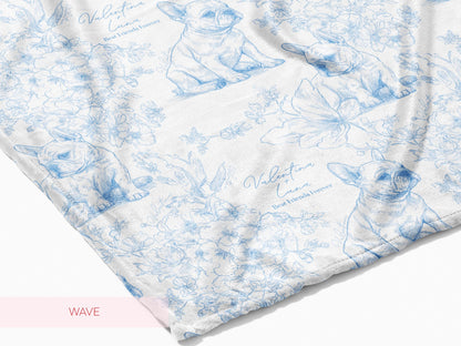 Personalized Toile French Bulldog Dog Swaddle Blanket Custom Baby Name and Pet Name Minky Nursery Gift Baby Shower New Best Friends Throw - Charles Alex