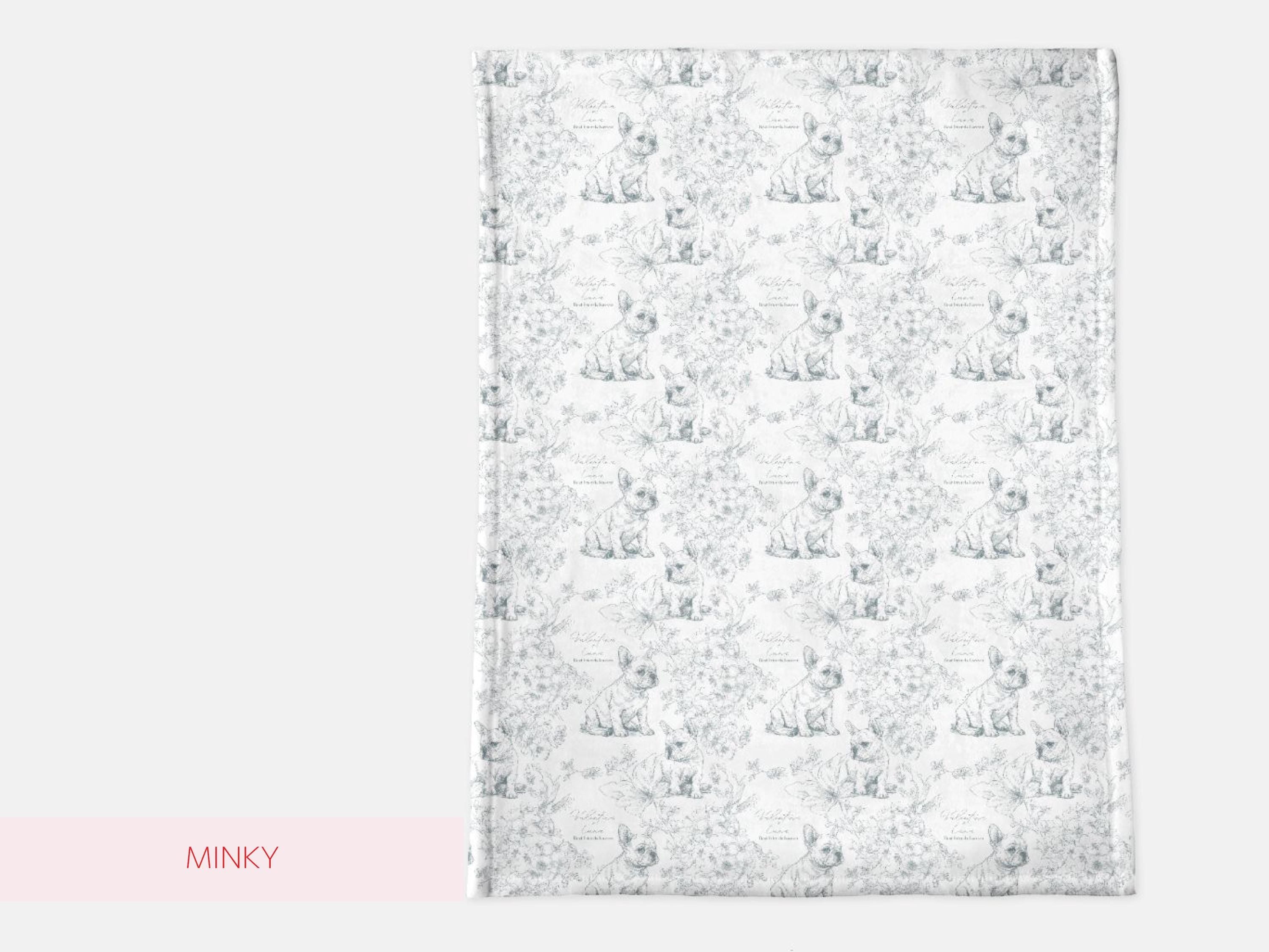 Personalized Toile French Bulldog Dog Swaddle Blanket Custom Baby Name and Pet Name Minky Nursery Gift Baby Shower New Best Friends Throw - Charles Alex