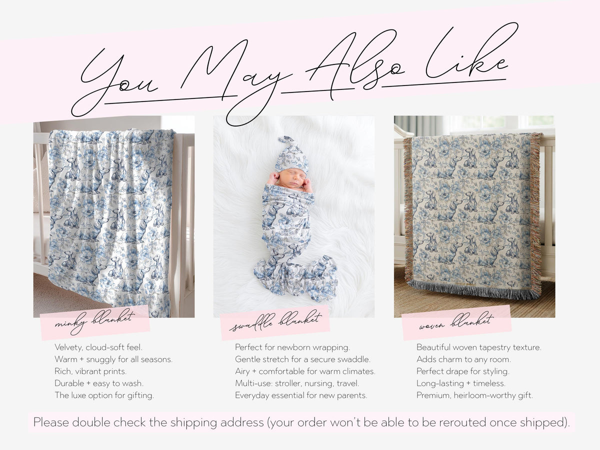 Floral Dachshund Blanket Minky Soft Throw Woven Personalized Name Baby Girl Gift Puppy Print Nursery Decor Custom Toddler Keepsake for Her - Charles Alex