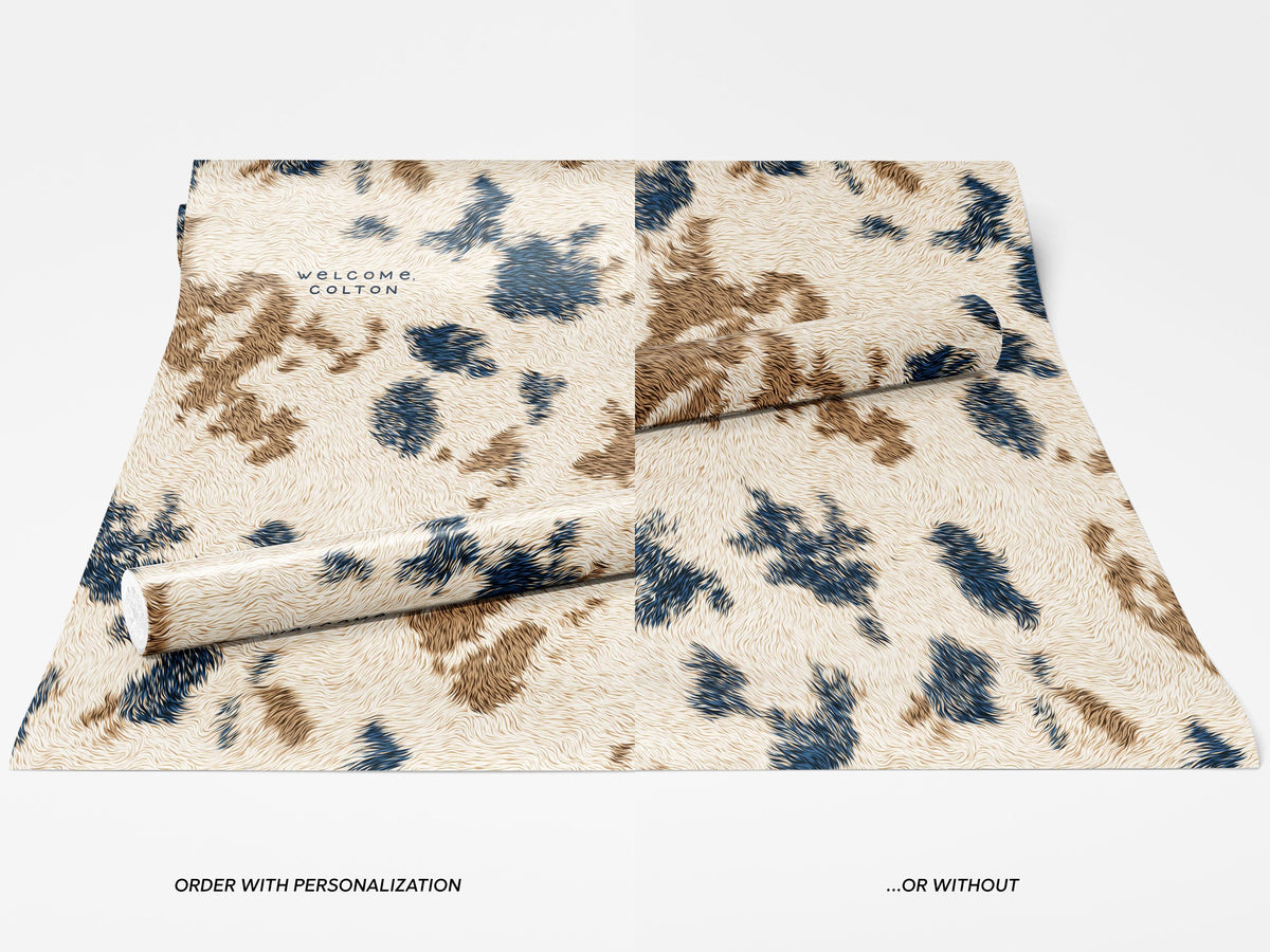 Western Cowhide Wrapping Paper Roll Rustic Ranch Gift Wrap Cowboy Birthday Farmhouse Housewarming Present Baby Shower Cow Print Packaging
