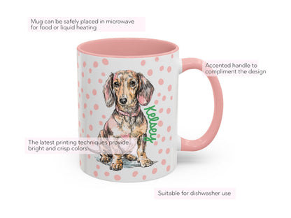 Dachshund Mug Personalized Pet Name Custom Dog Lover Gift Cute Puppy Coffee Cup Dog Mom Present Pet Parent Keepsake Custom Dog Illustration