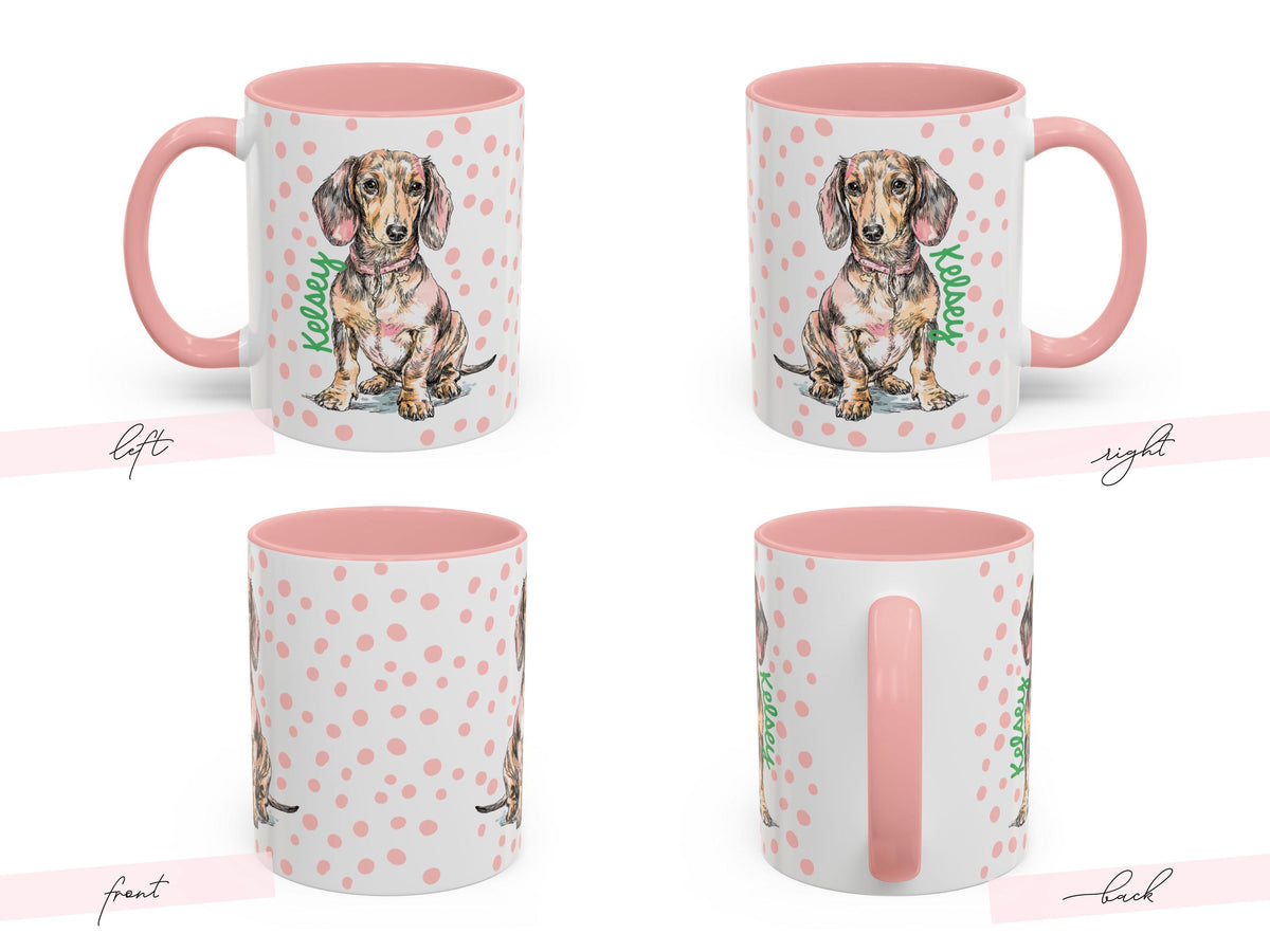 Dachshund Mug Personalized Pet Name Custom Dog Lover Gift Cute Puppy Coffee Cup Dog Mom Present Pet Parent Keepsake Custom Dog Illustration