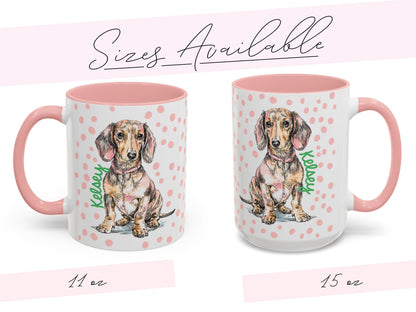 Dachshund Mug Personalized Pet Name Custom Dog Lover Gift Cute Puppy Coffee Cup Dog Mom Present Pet Parent Keepsake Custom Dog Illustration