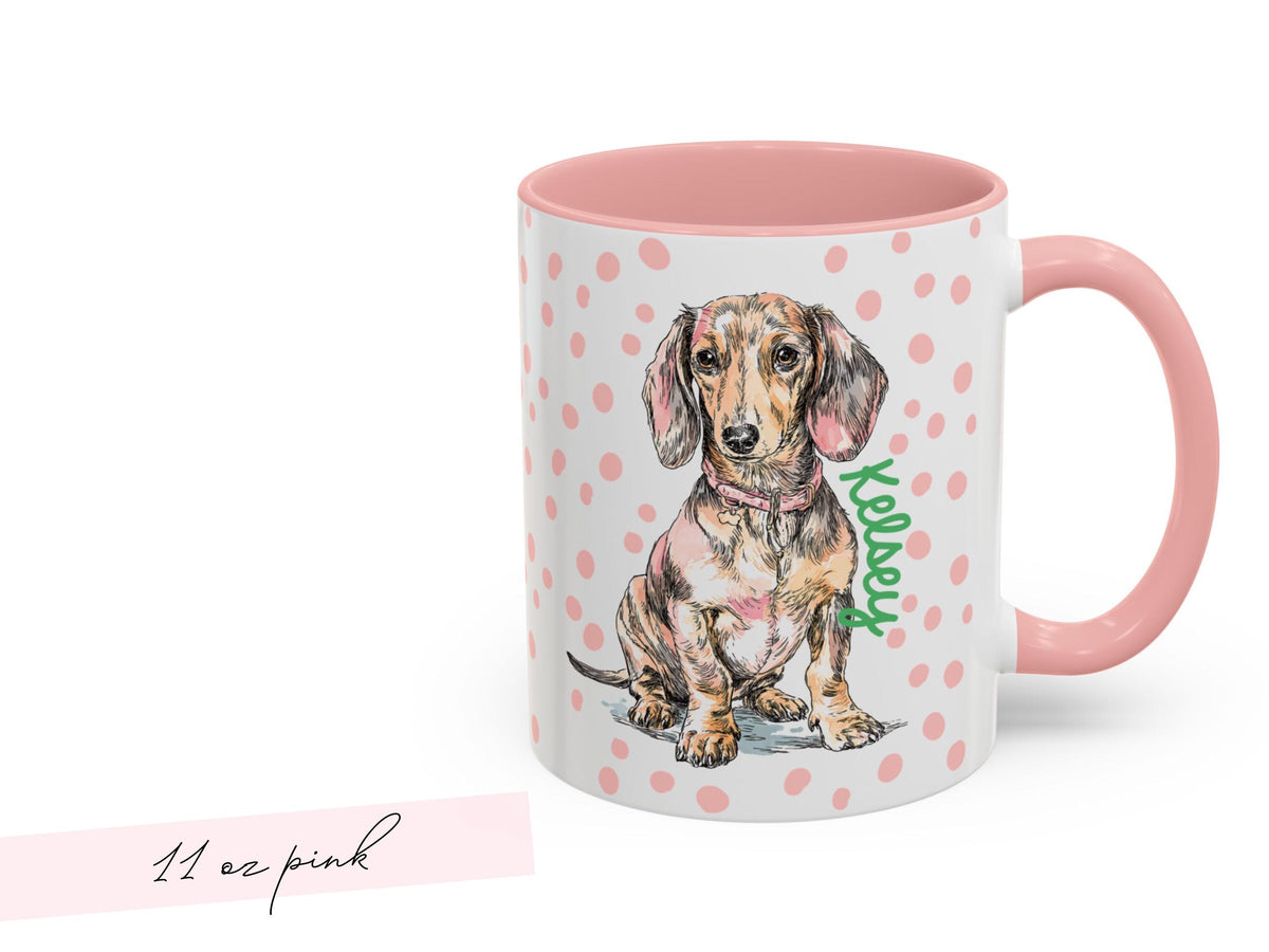 Dachshund Mug Personalized Pet Name Custom Dog Lover Gift Cute Puppy Coffee Cup Dog Mom Present Pet Parent Keepsake Custom Dog Illustration