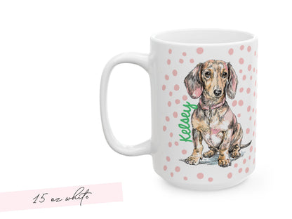 Dachshund Mug Personalized Pet Name Custom Dog Lover Gift Cute Puppy Coffee Cup Dog Mom Present Pet Parent Keepsake Custom Dog Illustration