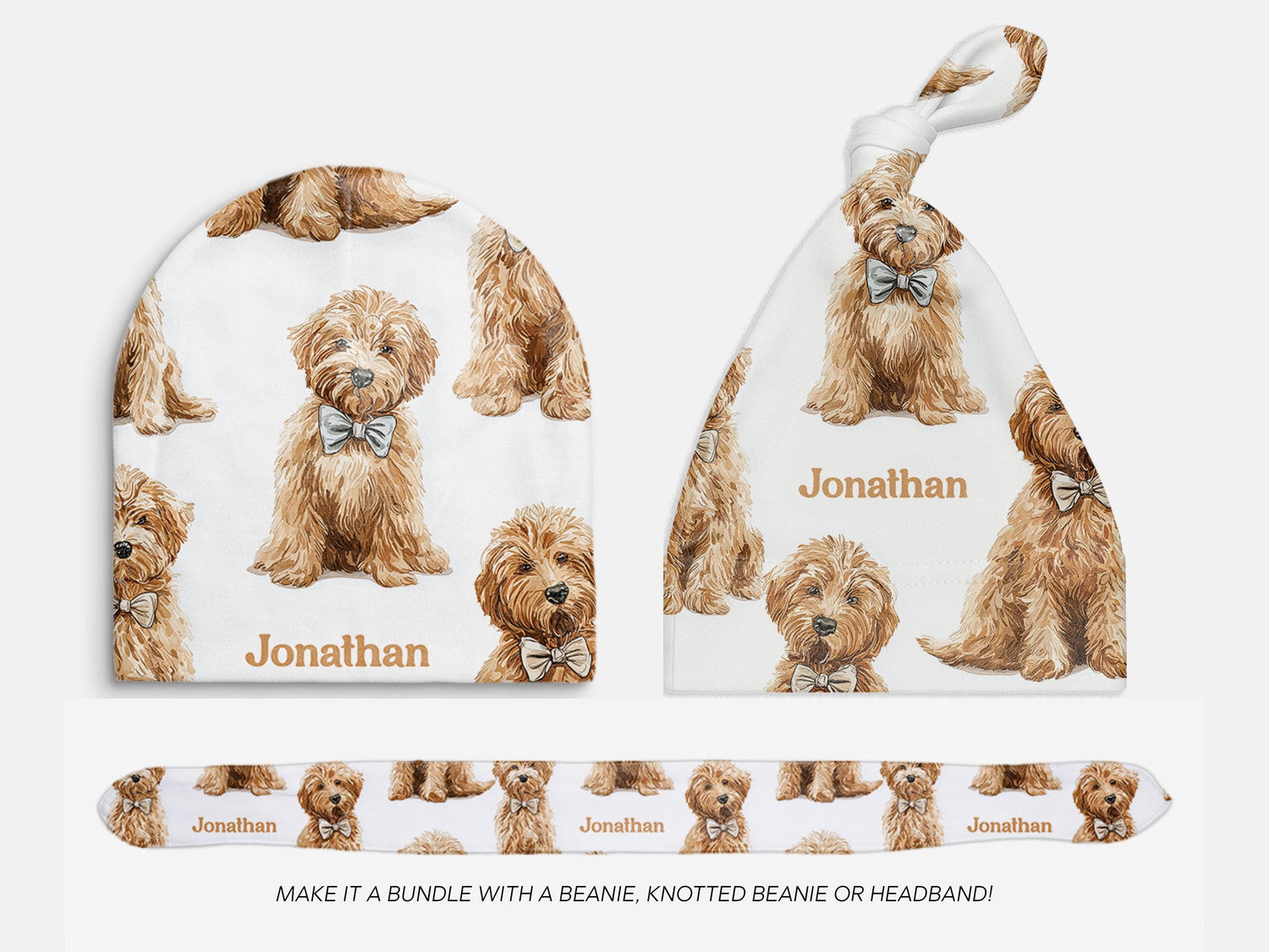 Goldendoodle Baby Swaddle Set With Name For Dog Loving New Parents First Newborn Doodle Coming Home Hospital Photo Outfit Baby Shower Gift - Charles Alex