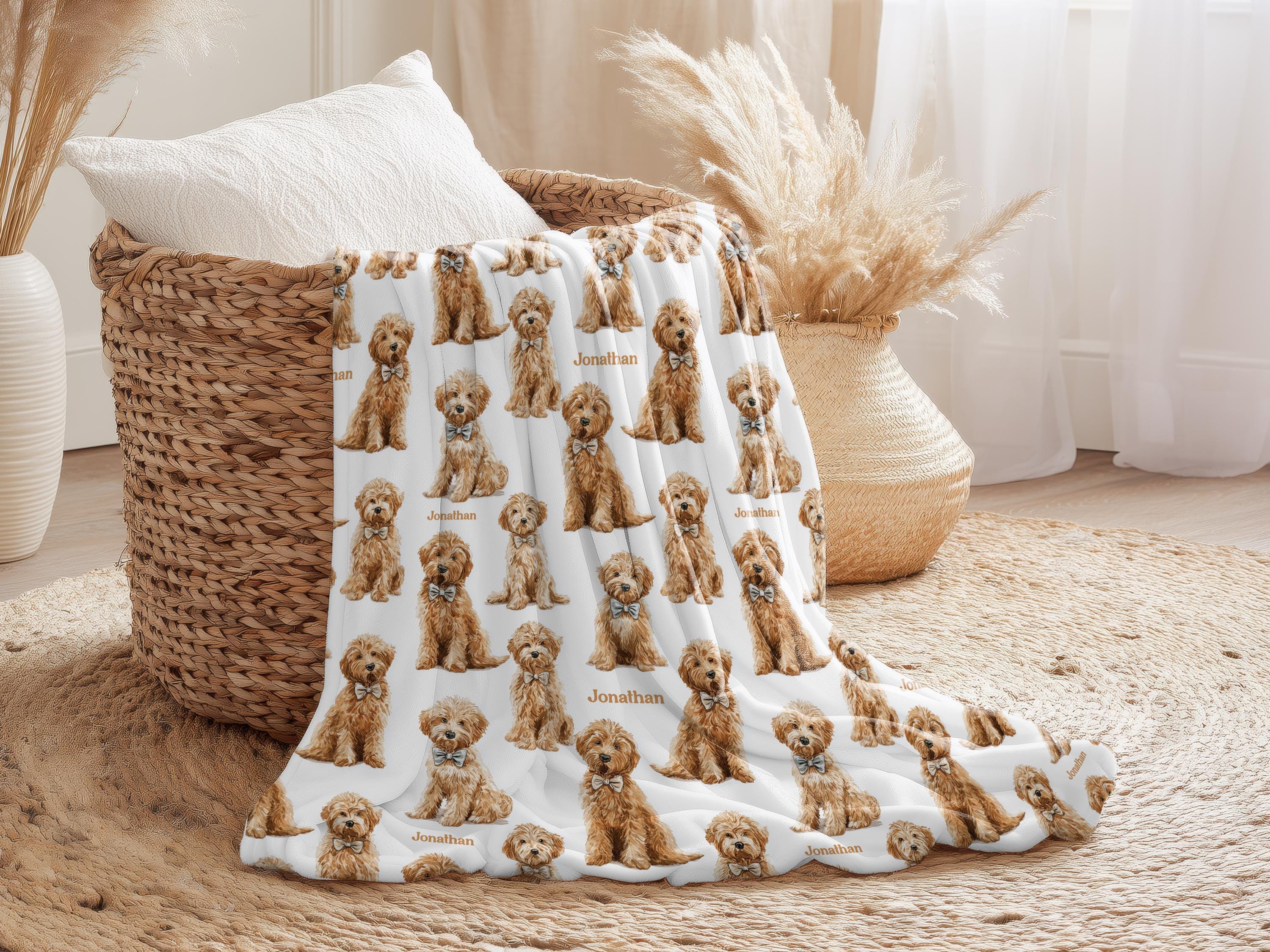 Goldendoodle Baby Swaddle Set With Name For Dog Loving New Parents First Newborn Doodle Coming Home Hospital Photo Outfit Baby Shower Gift - Charles Alex