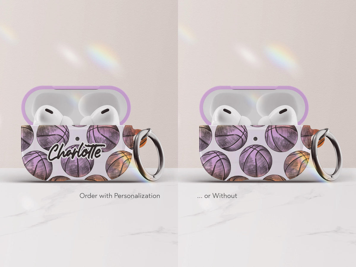 Personalized Basketball AirPods Case Custom Name Pro Cover Cute Team Gift For Her Girl Player Coach Present Feminine Stylish Tech Accessory