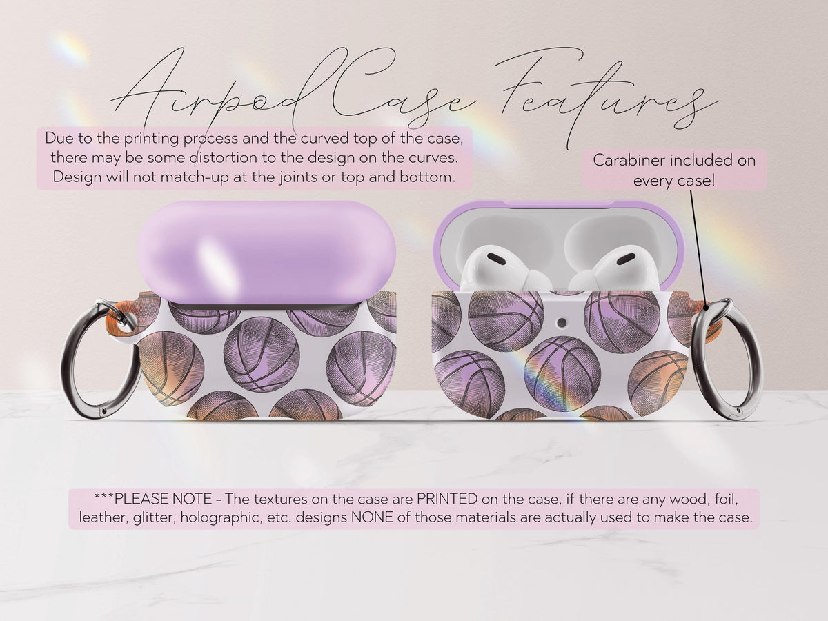 Personalized Basketball AirPods Case Custom Name Pro Cover Cute Team Gift For Her Girl Player Coach Present Feminine Stylish Tech Accessory