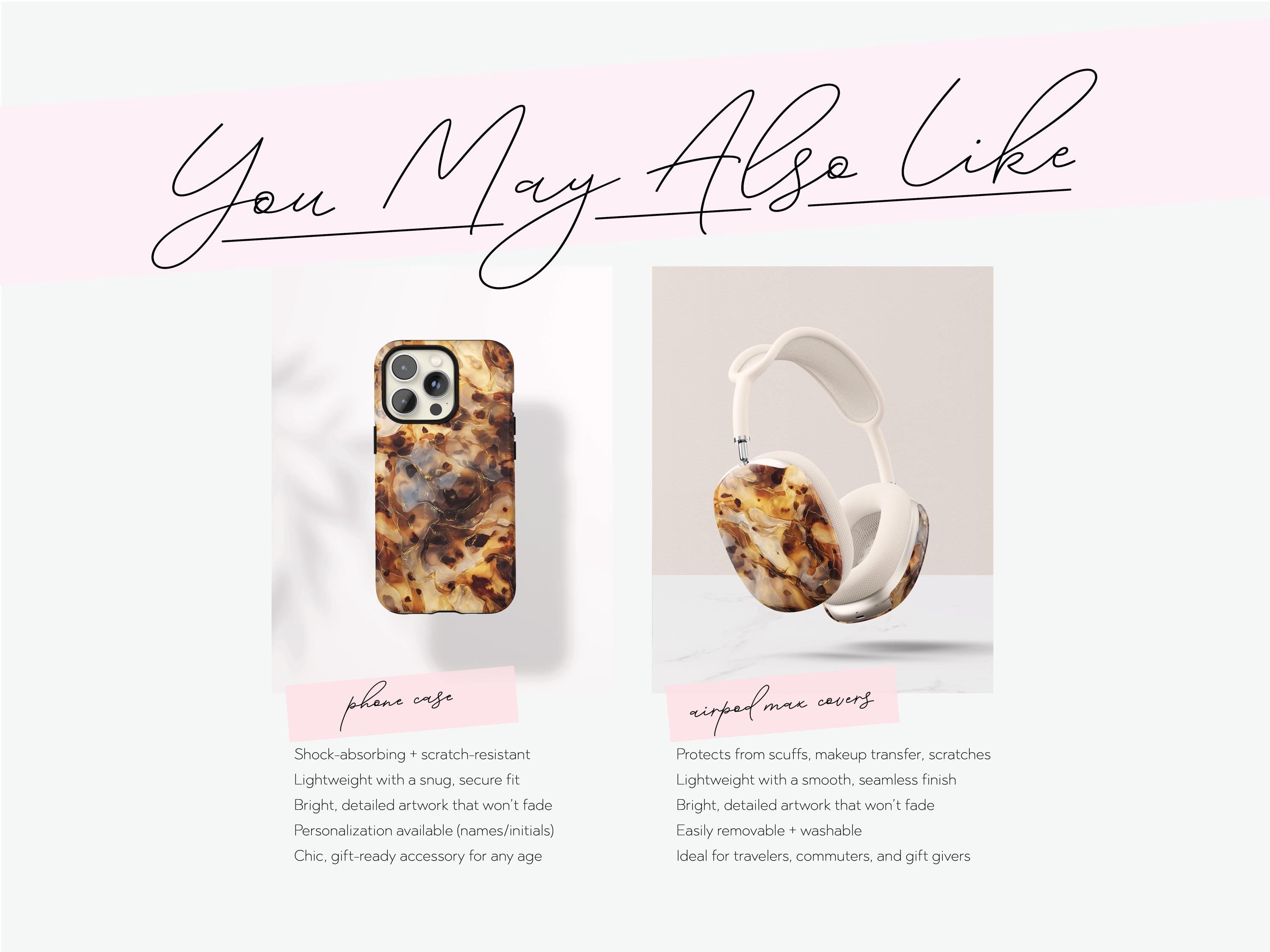 Personalized Tortoiseshell AirPod Case Custom Protective Cover Brown Marble Pattern Stylish Accessory Gift for Her Modern Tech Present - Charles Alex