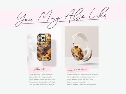 Personalized Tortoiseshell AirPod Case Custom Protective Cover Brown Marble Pattern Stylish Accessory Gift for Her Modern Tech Present - Charles Alex