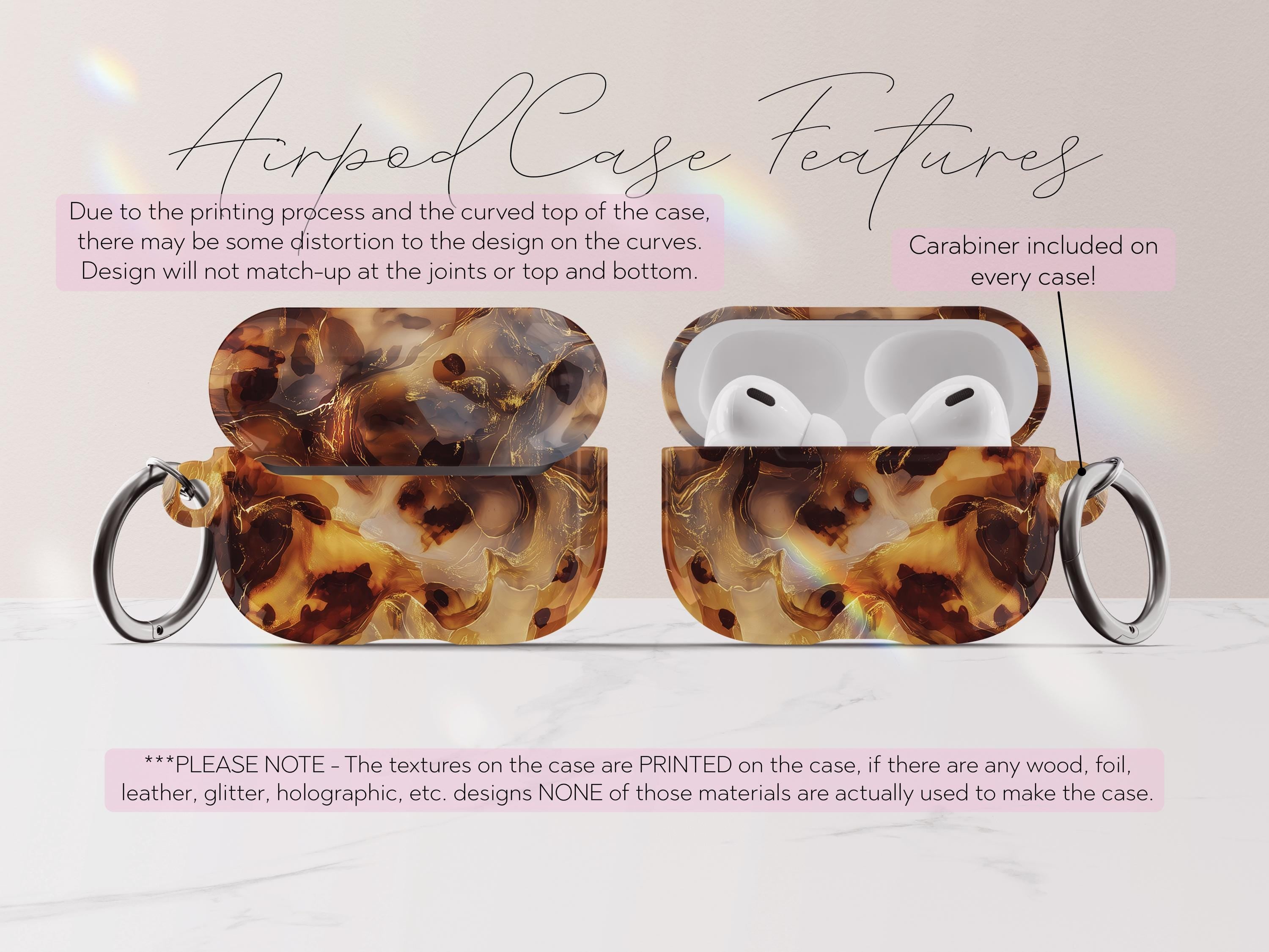 Personalized Tortoiseshell AirPod Case Custom Protective Cover Brown Marble Pattern Stylish Accessory Gift for Her Modern Tech Present - Charles Alex