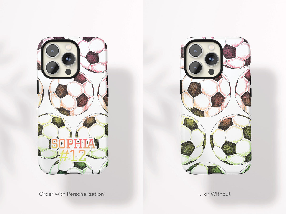 Personalized Soccer Phone Case with Name Custom Team Number Protective iPhone Cover Gift for Soccer Girl Athlete Sports Mom Present Coach