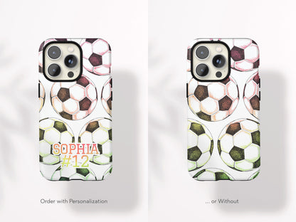 Personalized Soccer Phone Case with Name Custom Team Number Protective iPhone Cover Gift for Soccer Girl Athlete Sports Mom Present Coach