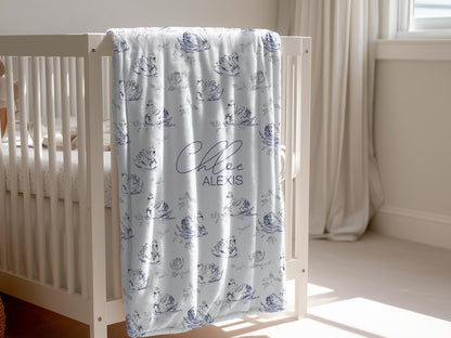 Swan Baby Blanket Personalized Elegant Girl Swaddle Newborn Name Keepsake Nursery Accent Timeless Hospital Welcome Gift