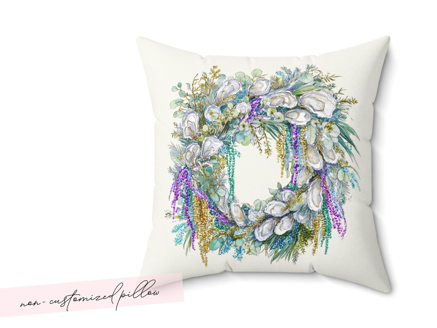 Mardi Gras Festive Oyster Pillow Cover Party Host Gift Hostess Guest Room Home Decor Carnival Season Print Southern Coastal Interior Design - Charles Alex
