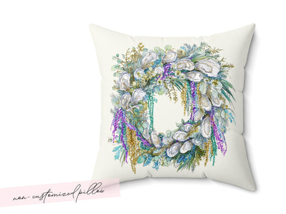 Mardi Gras Festive Oyster Pillow Cover Party Host Gift Hostess Guest Room Home Decor Carnival Season Print Southern Coastal Interior Design - Charles Alex