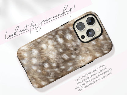 Deer Hide Phone Case Neutral Antelope Print Protective iPhone Cover Stylish Animal Pattern Gift for Her Beige Aesthetic Modern Accessory