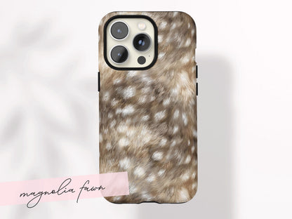 Deer Hide Phone Case Neutral Antelope Print Protective iPhone Cover Stylish Animal Pattern Gift for Her Beige Aesthetic Modern Accessory