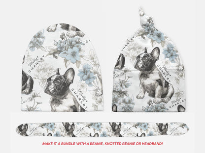 French Bulldog Floral Toile Swaddle or Minky Blanket - Charles Alex